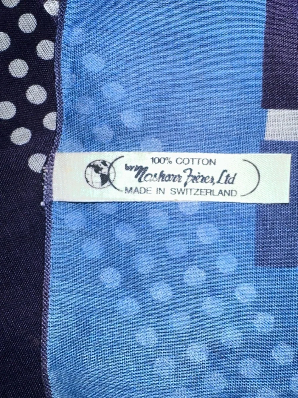 Vintage Nasharr Freres 1970s Geometric square scarf ~ Cotton
